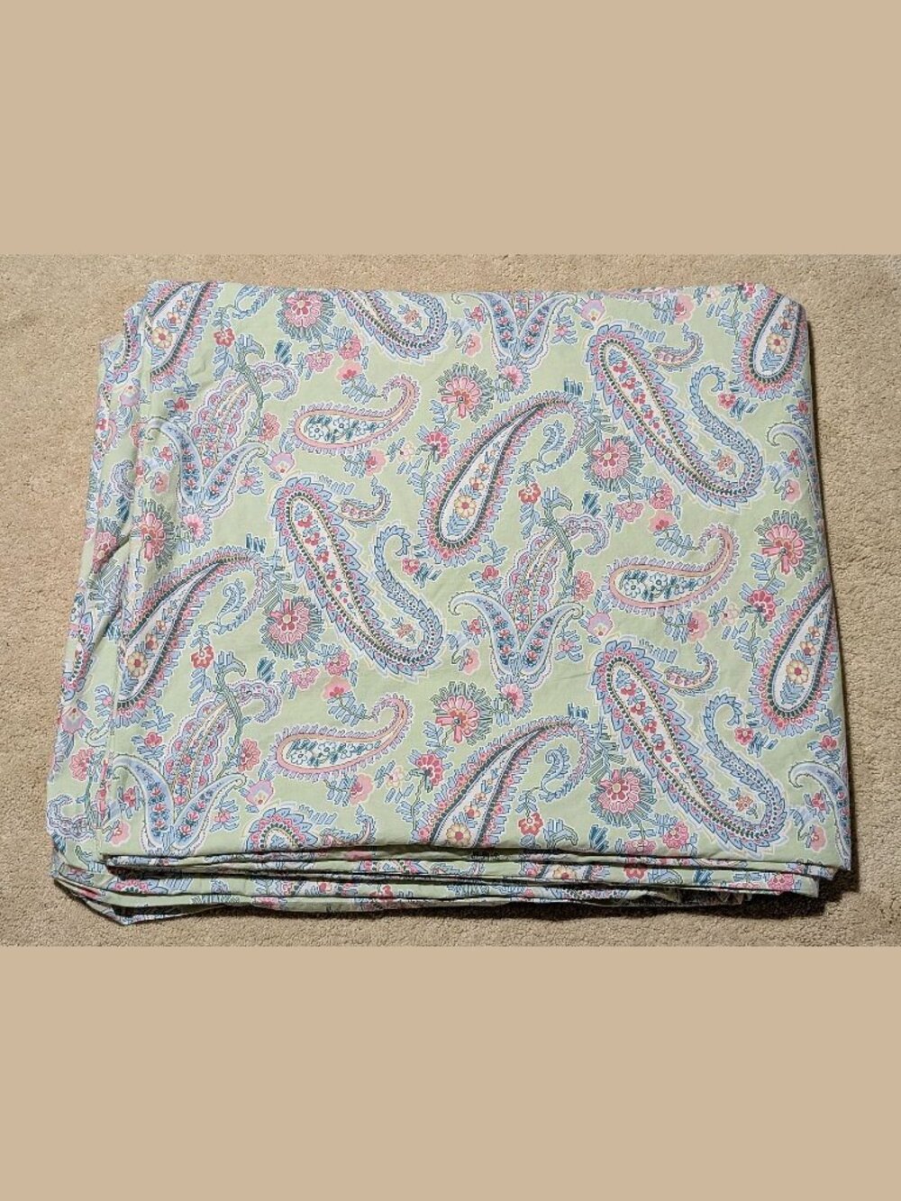 RARE EUC Pottery Barn GREEN Jane Paisley Floral KING Duvet Cover